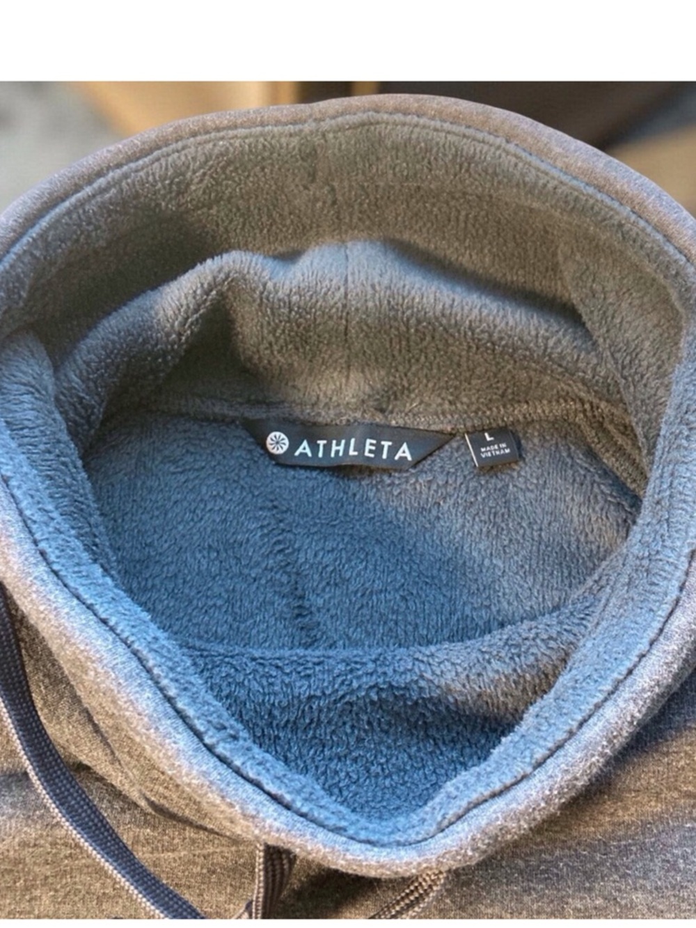 Athleta Cowl Neck Pullover Sweatshirt Charcoal Gray Fleece Lined Side Zip Size L - Picture 7 of 9